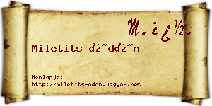 Miletits Ödön névjegykártya
